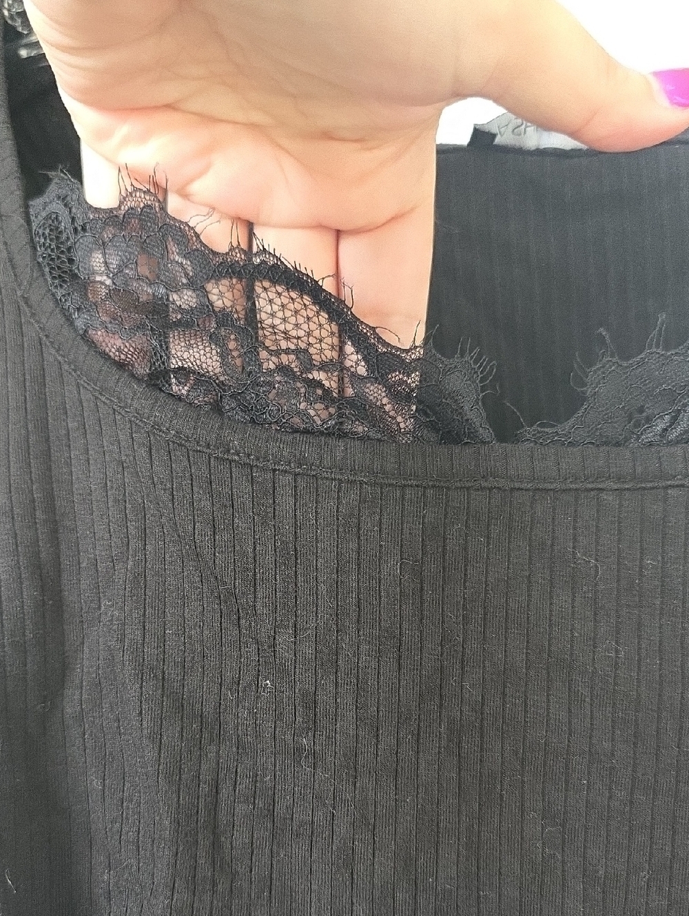 FN Ribbed Lace Neck Top XL - Picture 2 of 5